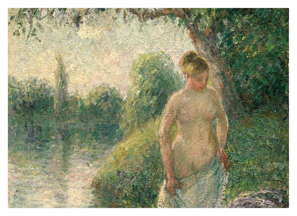 Sklenený obraz - Camille Pissarro, The Bather, reprodukcia (70x50 cm)