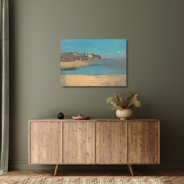 Sklenený obraz - Odilon Redon, Village by the Sea in Brittany, reprodukcia (70x50 cm)