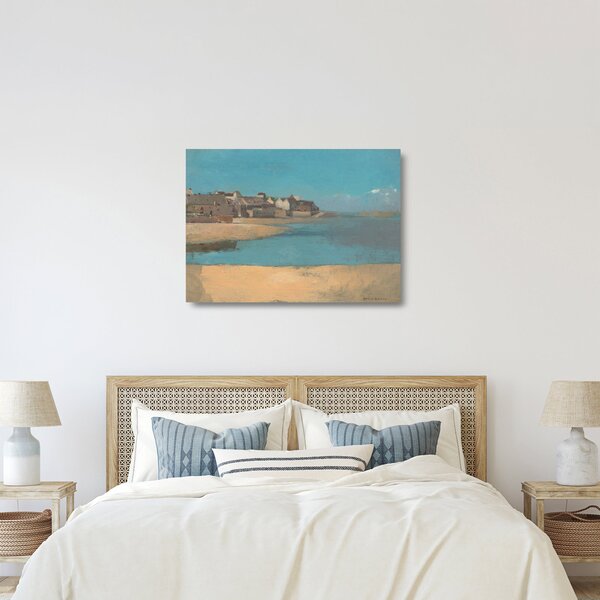 Sklenený obraz - Odilon Redon, Village by the Sea in Brittany, reprodukcia (70x50 cm)