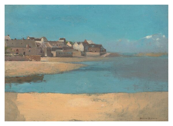 Sklenený obraz - Odilon Redon, Village by the Sea in Brittany, reprodukcia (70x50 cm)