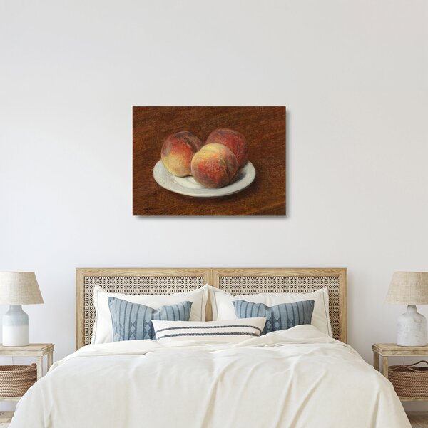 Sklenený obraz - Henri Fantin-Latour, Three Peaches on a Plate, reprodukcia (70x50 cm)