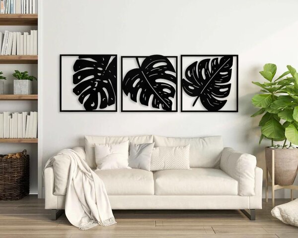 Karlsdesign.sk - Drevený obraz na stenu - Monstera Leaves - 84x28