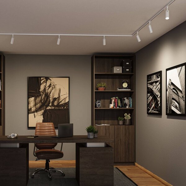 Paulmann štartovacia sada URail Tubo, biela, stredové napájanie,, Biela / opálová, Obývacia izba / jedáleň, kov, Moderný, Koľajnicový systém