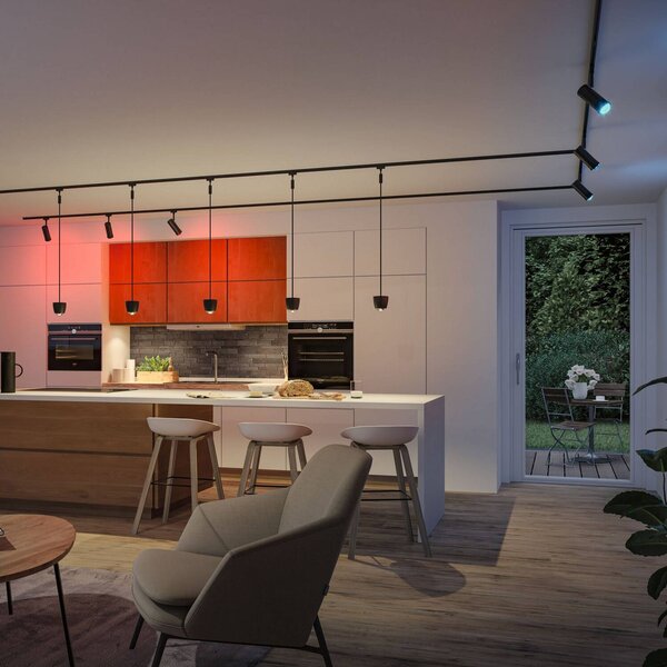 Paulmann Súprava Tarie, čierna, napájanie káblom, Smart Home, Čierna, Obývacia izba / jedáleň, Plast, Moderný, Koľajnicový systém