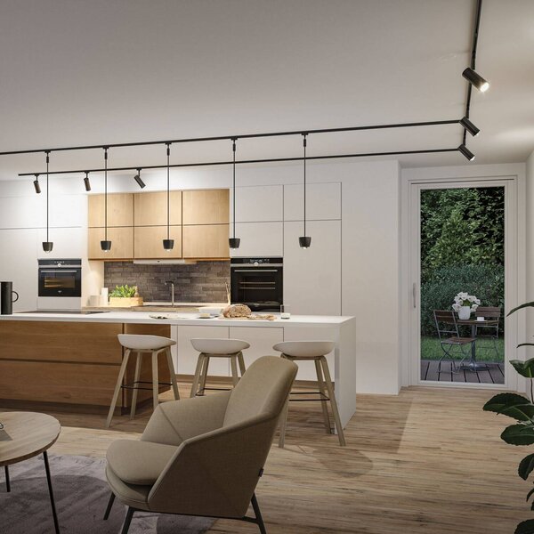 Paulmann Súprava Tarie, čierna, napájanie káblom, Smart Home, Čierna, Obývacia izba / jedáleň, Plast, Moderný, Koľajnicový systém