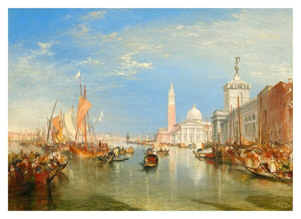 Sklenený obraz - Joseph Mallord William Turner, Venice the Dogana and San Giorgio Maggiore, reprodukcia (70x50 cm)