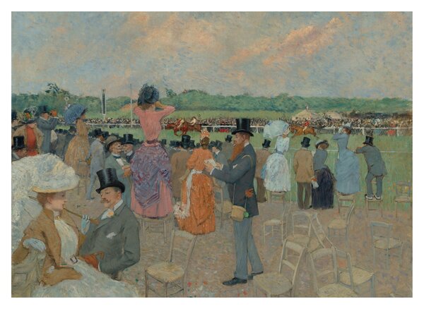 Sklenený obraz - Jean-Louis Forain, The Races at Longchamp, reprodukcia (70x50 cm)