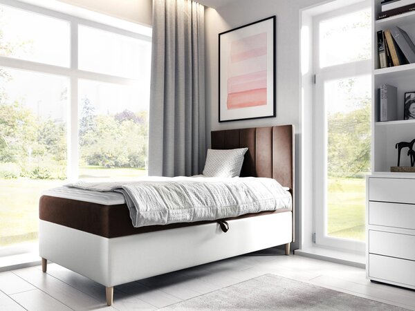 Mirjan24 Kontinentálna posteľ Junior Kamire 1, Strana: ľavá, Rozmer postele: 80x200, Dostupné poťahy: ekokoža Soft 017 (biela) + Fresh 14 5903211191794