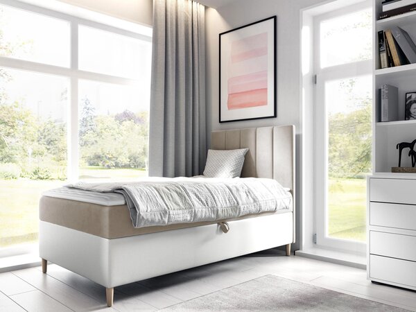 Mirjan24 Kontinentálna posteľ Junior Kamire 1, Strana: ľavá, Rozmer postele: 80x200, Dostupné poťahy: ekokoža Soft 017 (biela) + Fresh 14 5903211191794
