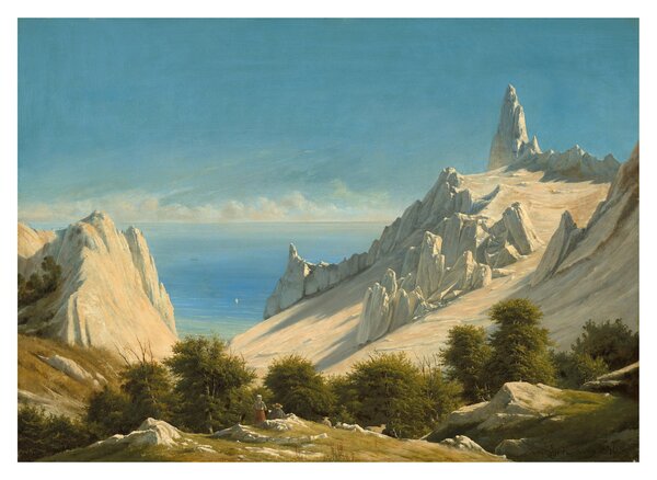 Sklenený obraz - Georg Emil Libert, View of Sommerspiret, the Cliffs of Møn, reprodukcia (70x50 cm)