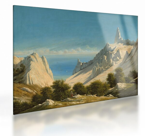 Sklenený obraz - Georg Emil Libert, View of Sommerspiret, the Cliffs of Møn, reprodukcia (70x50 cm)