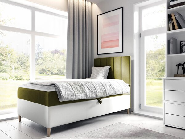 Mirjan24 Kontinentálna posteľ Junior Kamire 1, Strana: ľavá, Rozmer postele: 80x200, Dostupné poťahy: ekokoža Soft 017 (biela) + Fresh 14 5903211191794
