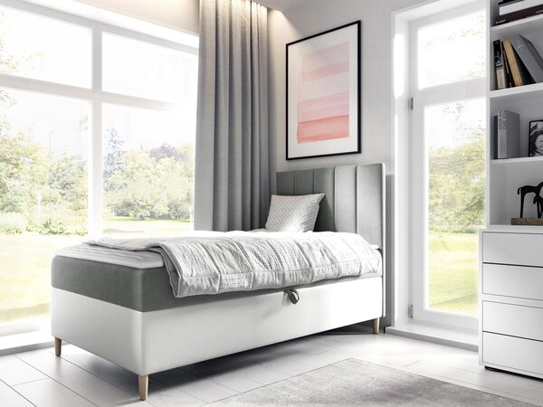 Mirjan24 Kontinentálna posteľ Junior Kamire 1, Strana: ľavá, Rozmer postele: 80x200, Dostupné poťahy: ekokoža Soft 017 (biela) + Fresh 14 5903211191794