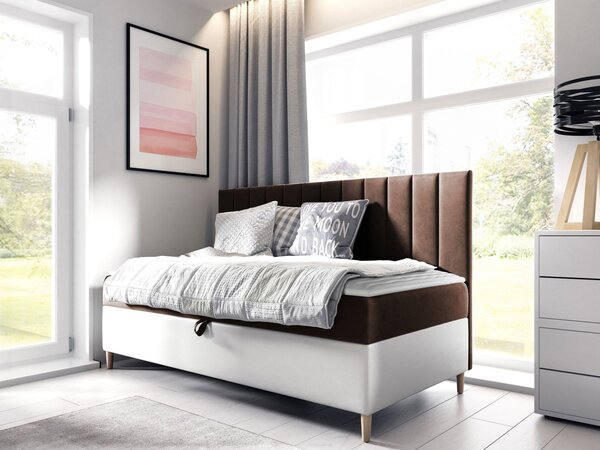 Mirjan24 Kontinentálna posteľ Junior Kamire 2, Rozmer postele: 100x200, Dostupné poťahy: ekokoža Soft 017 (biela) + Fresh 01 5903211192234