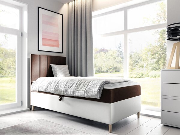 Mirjan24 Kontinentálna posteľ Junior Kamire 1, Strana: ľavá, Rozmer postele: 80x200, Dostupné poťahy: ekokoža Soft 017 (biela) + Fresh 14 5903211191794