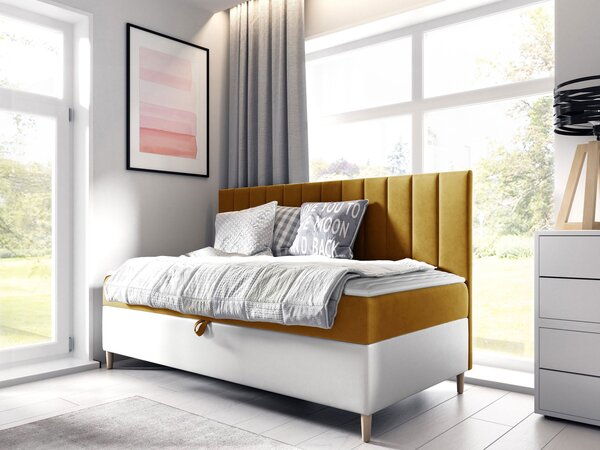 Mirjan24 Kontinentálna posteľ Junior Kamire 2, Rozmer postele: 100x200, Dostupné poťahy: ekokoža Soft 017 (biela) + Fresh 01 5903211192234