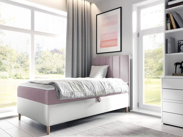 Mirjan24 Kontinentálna posteľ Junior Kamire 1, Strana: ľavá, Rozmer postele: 80x200, Dostupné poťahy: ekokoža Soft 017 (biela) + Fresh 14 5903211191794