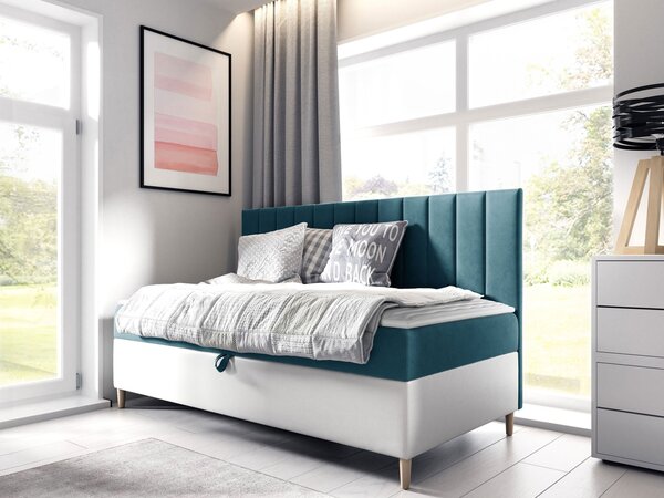 Mirjan24 Kontinentálna posteľ Junior Kamire 2, Rozmer postele: 100x200, Dostupné poťahy: ekokoža Soft 017 (biela) + Fresh 01 5903211192234