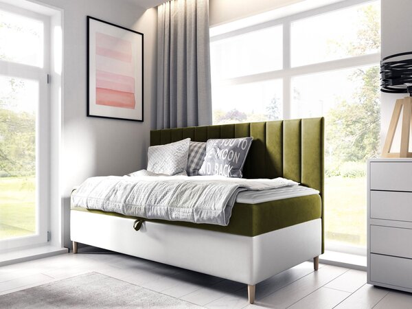 Mirjan24 Kontinentálna posteľ Junior Kamire 2, Rozmer postele: 100x200, Dostupné poťahy: ekokoža Soft 017 (biela) + Fresh 01 5903211192234