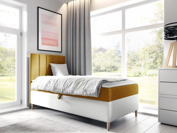 Mirjan24 Kontinentálna posteľ Junior Kamire 1, Strana: ľavá, Rozmer postele: 80x200, Dostupné poťahy: ekokoža Soft 017 (biela) + Fresh 14 5903211191794