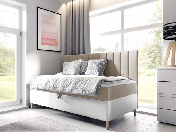 Mirjan24 Kontinentálna posteľ Junior Kamire 2, Rozmer postele: 100x200, Dostupné poťahy: ekokoža Soft 017 (biela) + Fresh 01 5903211192234