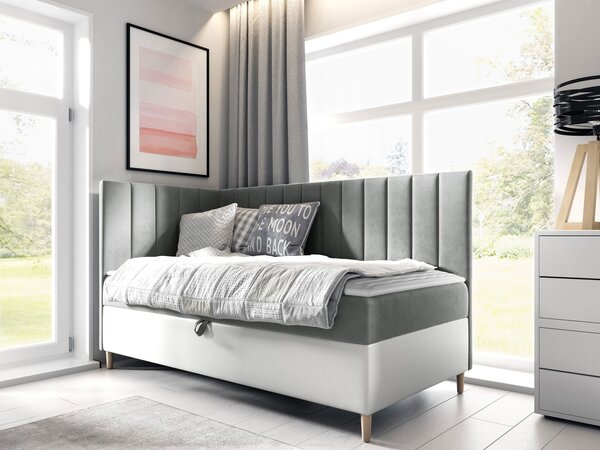 Mirjan24 Kontinentálna posteľ Junior Kamire 3, Strana: ľavá, Rozmer postele: 80x200, Dostupné poťahy: ekokoža Soft 017 (biela) + Fresh 01 5903211192333