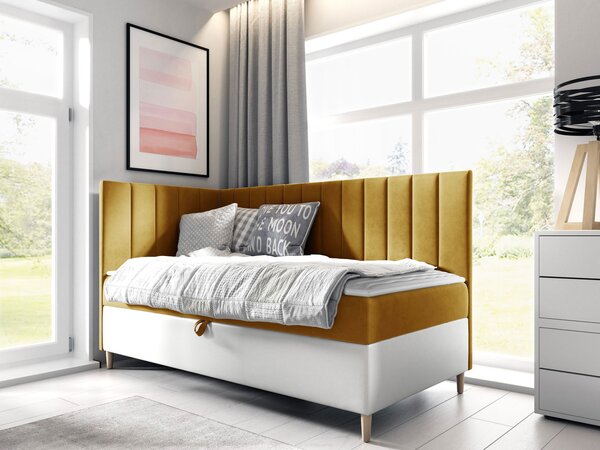 Mirjan24 Kontinentálna posteľ Junior Kamire 3, Strana: ľavá, Rozmer postele: 80x200, Dostupné poťahy: ekokoža Soft 017 (biela) + Fresh 01 5903211192333