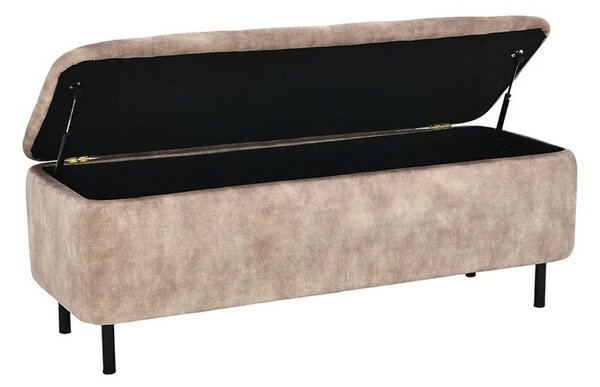 Moderná čalúnená lavica Eliana s úložným priestorom s béžovým zamatovým poťahom s chesterfield prešívaním na sedadle 120 cm