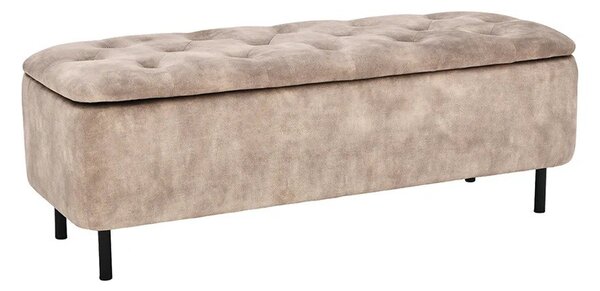 Moderná čalúnená lavica Eliana s úložným priestorom s béžovým zamatovým poťahom s chesterfield prešívaním na sedadle 120 cm