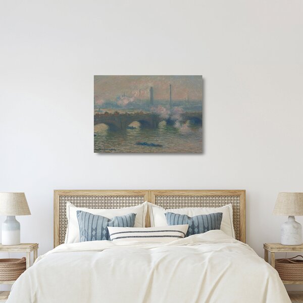 Sklenený obraz - Claude Monet, Waterloo Bridge, Gray Day, reprodukcia (70x50 cm)