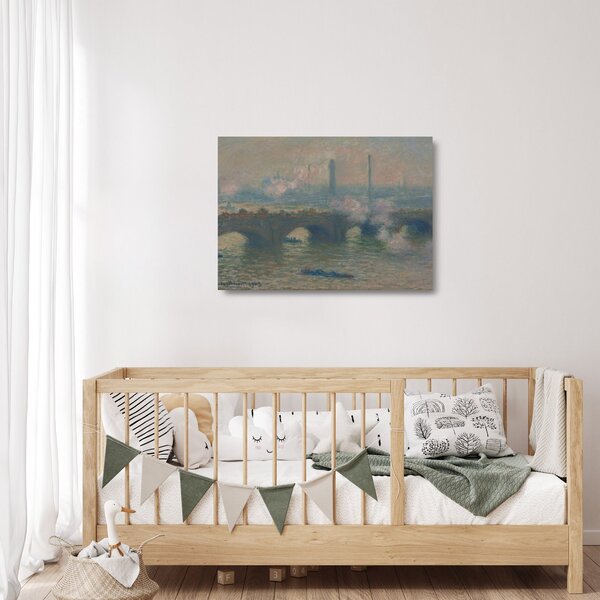 Sklenený obraz - Claude Monet, Waterloo Bridge, Gray Day, reprodukcia (70x50 cm)