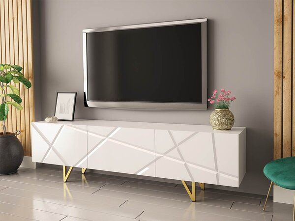 Mirjan24 TV stolík 180 Nivotis 01, Farba: biela / biely lesk 5903211195839