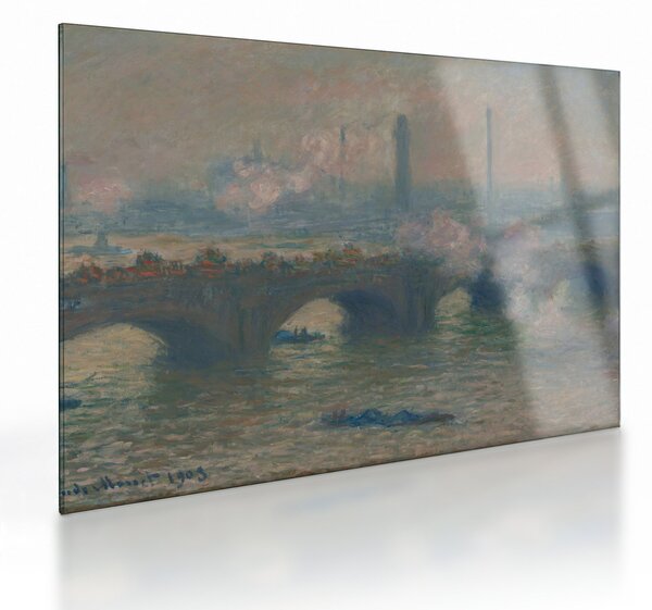 Sklenený obraz - Claude Monet, Waterloo Bridge, Gray Day, reprodukcia (70x50 cm)