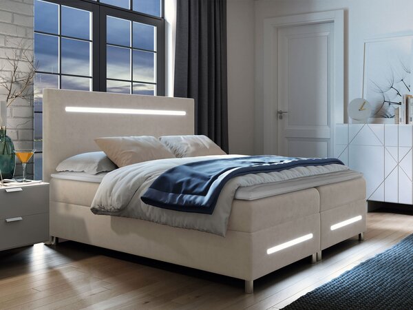 Mirjan24 Kontinentálna posteľ Trunida LED, Rozmer postele: 140x200, Dostupné poťahy: ekokoža Soft 029 (sivá) 5903211191312