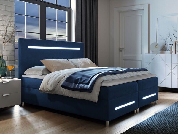 Mirjan24 Kontinentálna posteľ Trunida LED, Rozmer postele: 140x200, Dostupné poťahy: ekokoža Soft 029 (sivá) 5903211191312