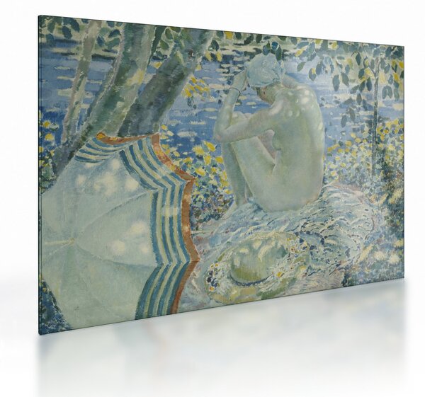 Sklenený obraz - Frederick Carl Frieseke, On the Bank, reprodukcia (70x50 cm)