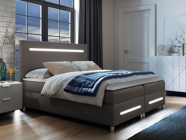 Mirjan24 Kontinentálna posteľ Trunida LED, Rozmer postele: 140x200, Dostupné poťahy: ekokoža Soft 029 (sivá) 5903211191312