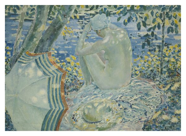 Sklenený obraz - Frederick Carl Frieseke, On the Bank, reprodukcia (70x50 cm)