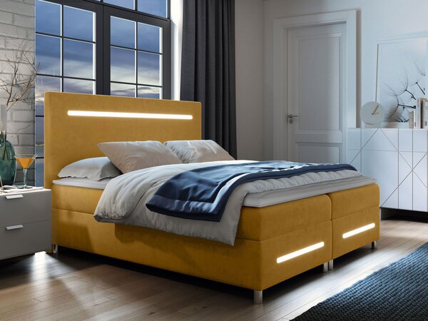 Mirjan24 Kontinentálna posteľ Trunida LED, Rozmer postele: 140x200, Dostupné poťahy: ekokoža Soft 029 (sivá) 5903211191312