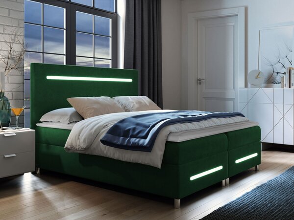 Mirjan24 Kontinentálna posteľ Trunida LED, Rozmer postele: 140x200, Dostupné poťahy: ekokoža Soft 029 (sivá) 5903211191312