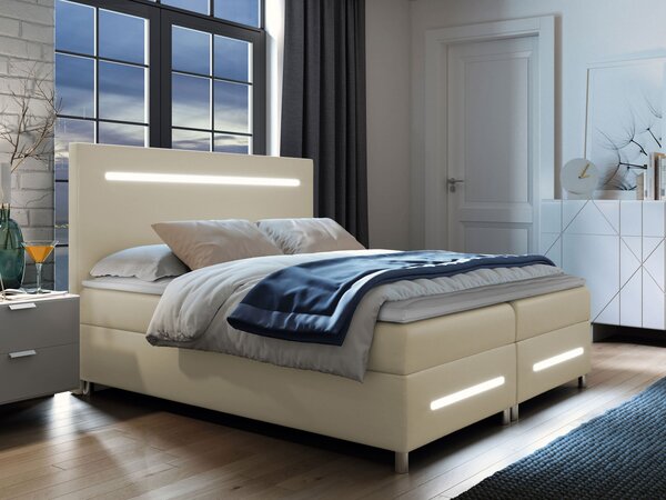 Mirjan24 Kontinentálna posteľ Trunida LED, Rozmer postele: 140x200, Dostupné poťahy: ekokoža Soft 029 (sivá) 5903211191312