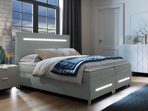Mirjan24 Kontinentálna posteľ Trunida LED, Rozmer postele: 140x200, Dostupné poťahy: ekokoža Soft 029 (sivá) 5903211191312