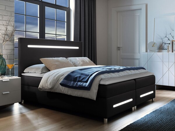 Mirjan24 Kontinentálna posteľ Trunida LED, Rozmer postele: 140x200, Dostupné poťahy: ekokoža Soft 029 (sivá) 5903211191312