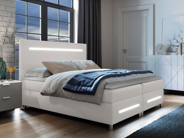 Mirjan24 Kontinentálna posteľ Trunida LED, Rozmer postele: 140x200, Dostupné poťahy: ekokoža Soft 029 (sivá) 5903211191312