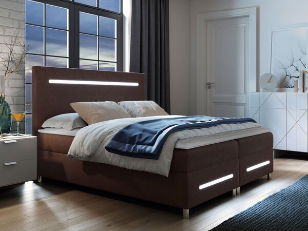 Mirjan24 Kontinentálna posteľ Trunida LED, Rozmer postele: 140x200, Dostupné poťahy: ekokoža Soft 029 (sivá) 5903211191312