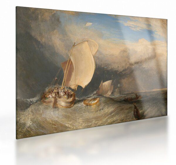 Sklenený obraz - William Turner, Fishing Boats with Hucksters Bargaining for Fish, reprodukcia (70x50 cm)