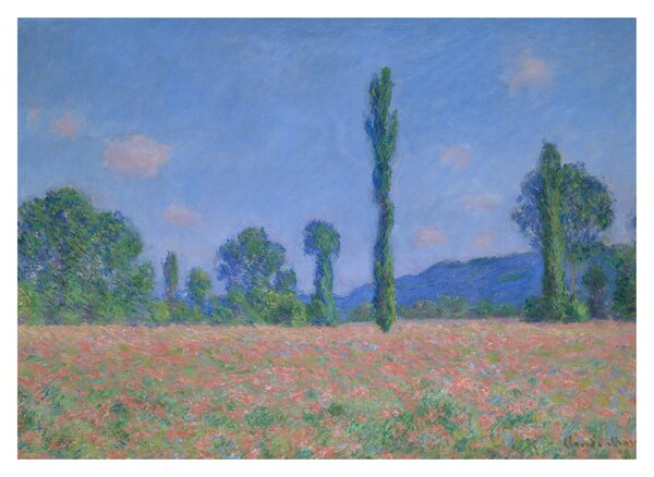 Sklenený obraz - Claude Monet, Poppy Field (Giverny), reprodukcia (70x50 cm)