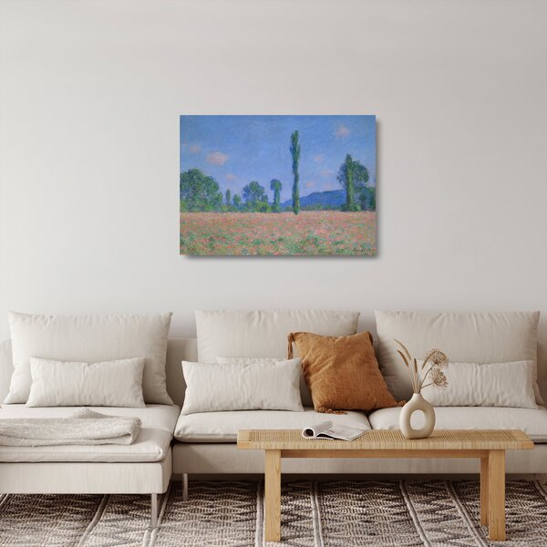 Sklenený obraz - Claude Monet, Poppy Field (Giverny), reprodukcia (70x50 cm)