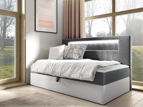 Mirjan24 Kontinentálna jednolôžková posteľ Junior Ribezo 2, Rozmer postele: 80x200, Dostupné poťahy: ekokoža Soft 017 (biela) + Fresh 37 5903211193927