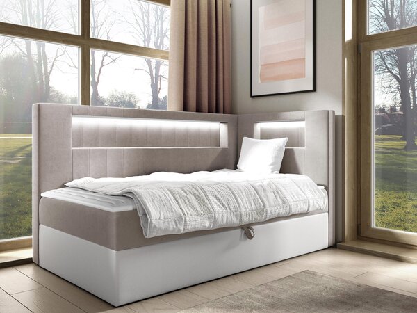 Mirjan24 Kontinentálna jednolôžková posteľ Junior Ribezo 3, Strana: ľavá, Rozmer postele: 80x200, Dostupné poťahy: ekokoža Soft 017 (biela) + Fresh 14 5903211194191